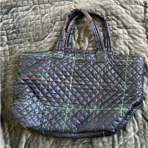 MZ Wallace Large Tote - Navy Plaid